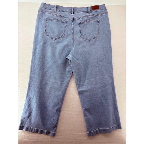 Lands' End Womens Size 20W Light Wash Denim Wide Leg Cropped Jeans - Picture 6 of 8